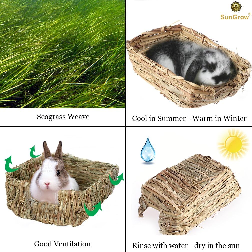SunGrow Portable Grass Bed for Rabbits, Handmade and Washable Basket
