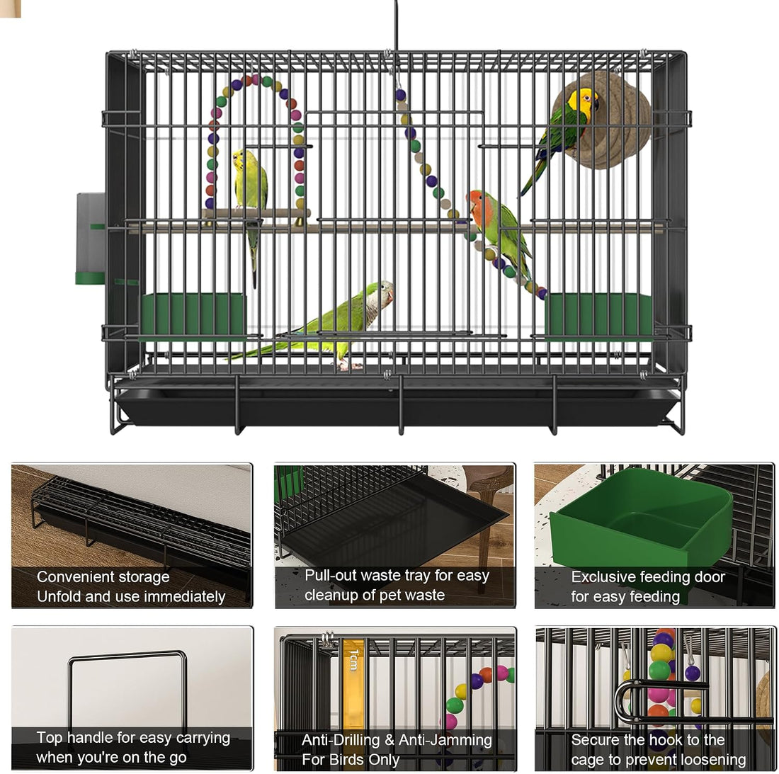 20-inch Bird Cage,Foldable Medium Small Parrot Parakeet Bird Cages
