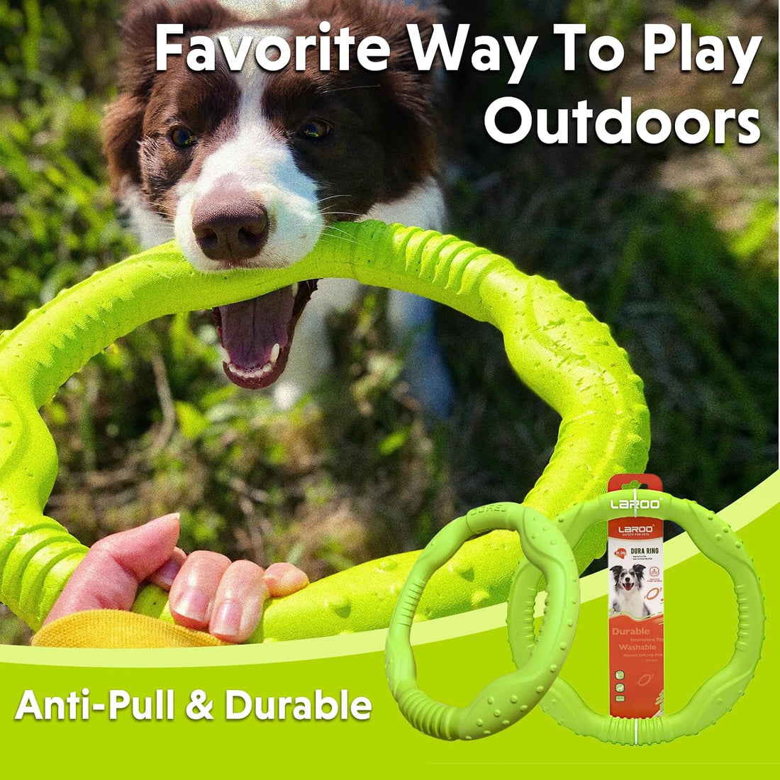 LaRoo Dog Ring Toy, Durable Soft Flying Disc for Throwing Catching