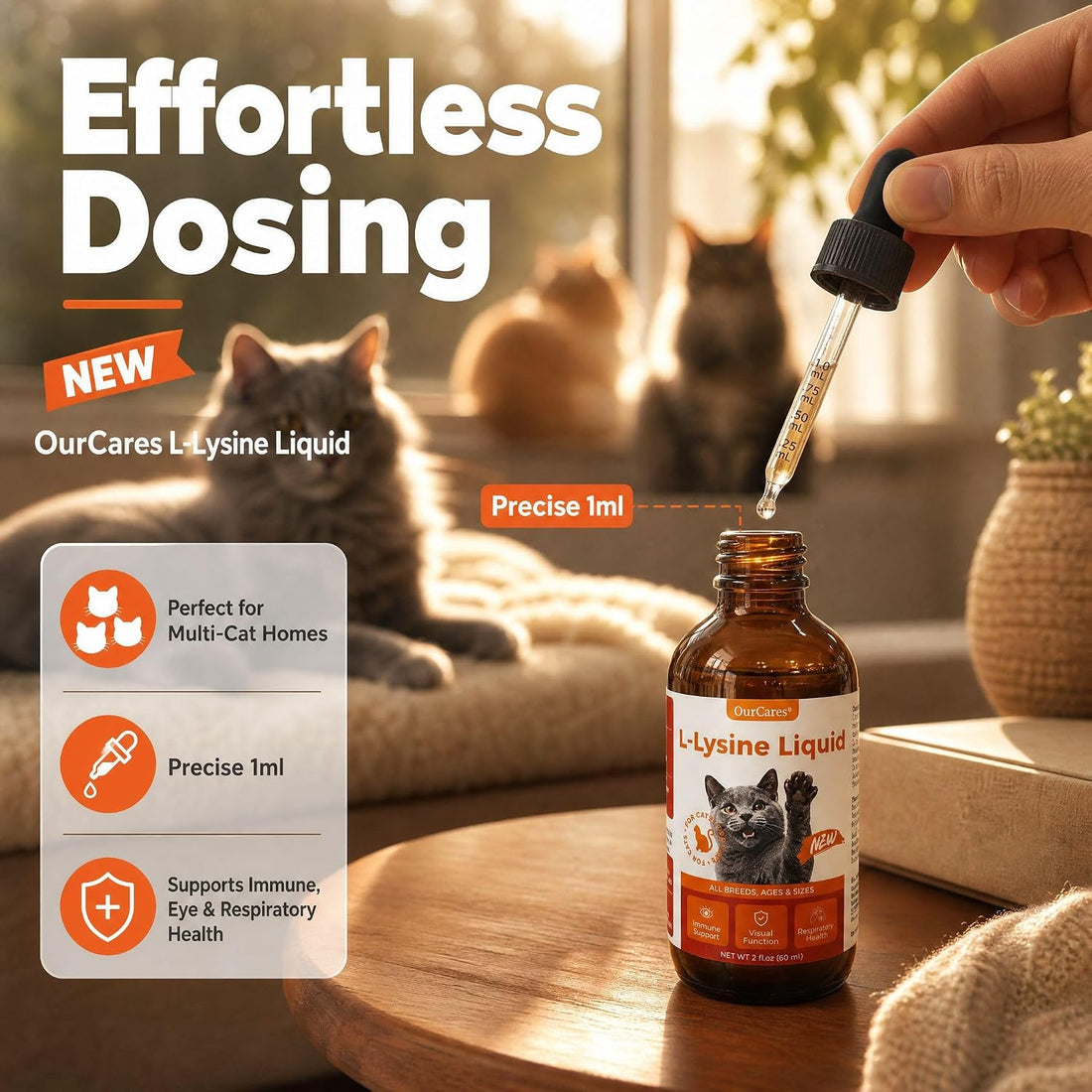 L-Lysine Beta Glucan for Cats Immune & Respiratory Drops 60ml