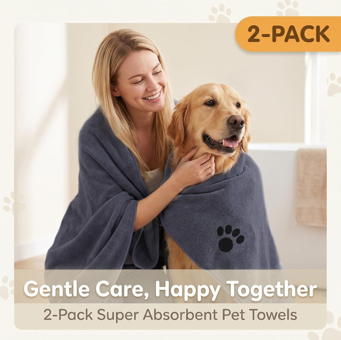 Microfiber Dog Towel-Super Absorbent,Lightweight & Portable(2Pack)