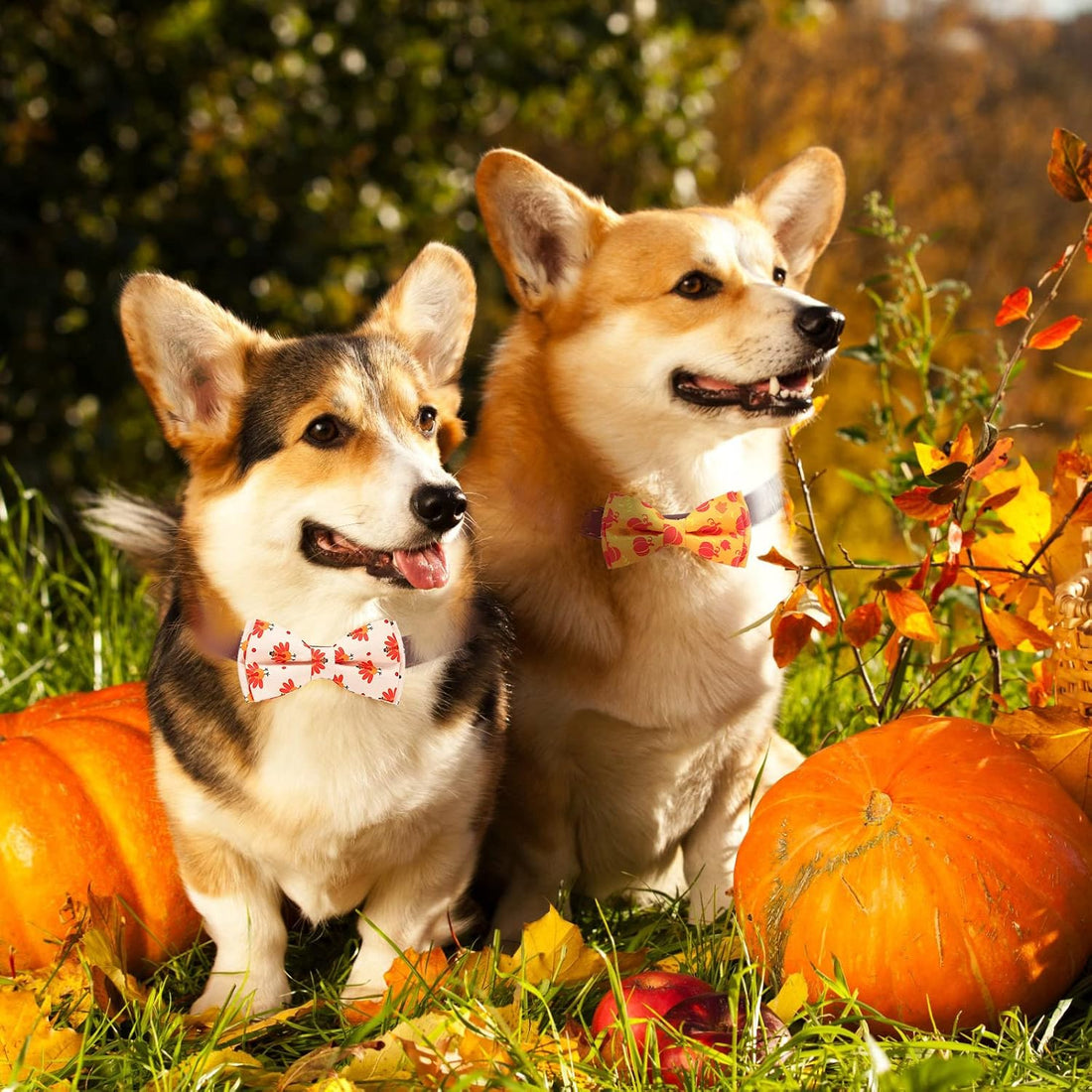 Sanwuta 16 Pcs Fall Dog Bow Ties Bulk, Autumn Bowties for Dogs
