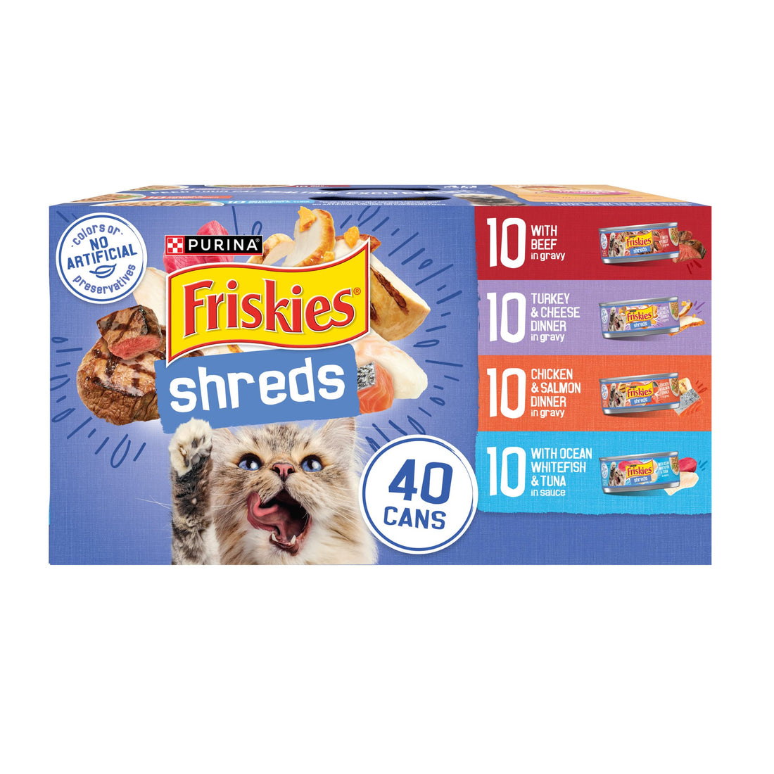 Purina Friskies Wet Cat Food Variety Pack, Shreds With Beef