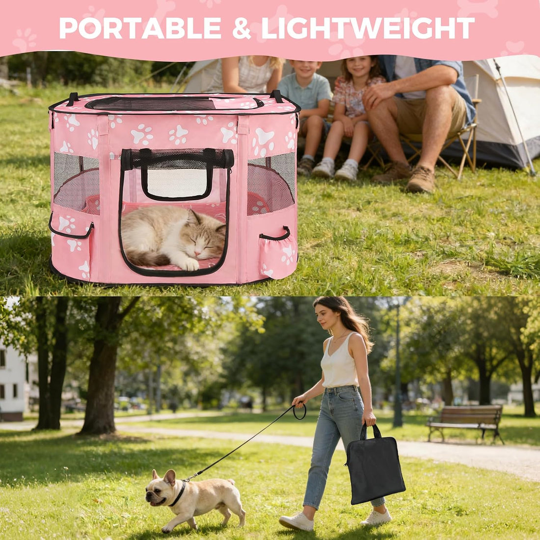 Homimp Portable Pet Playpen for Indoor Cats & Puppies