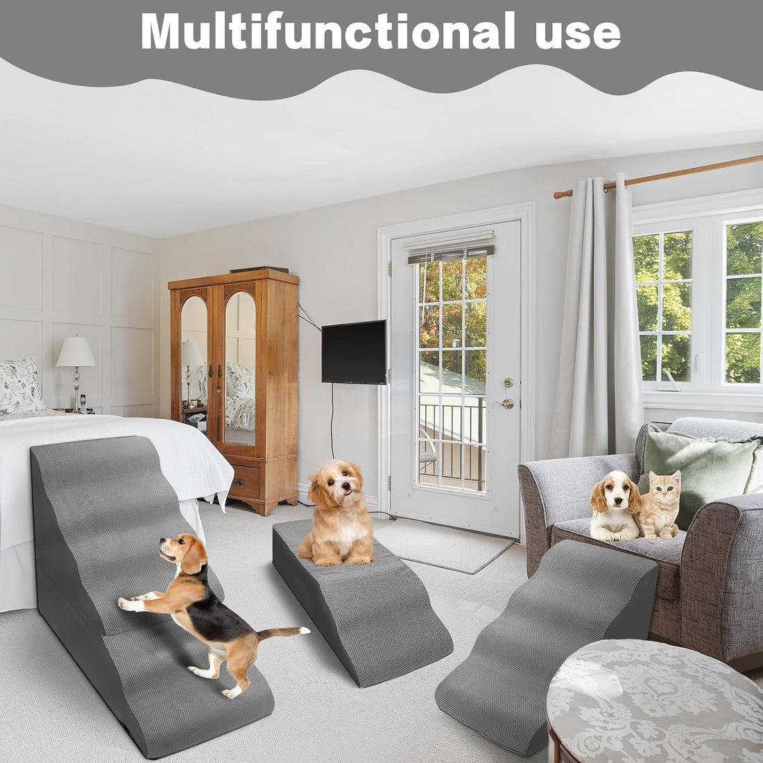 MALOROY Dog Stairs for High Beds 30-36 inches Tall
