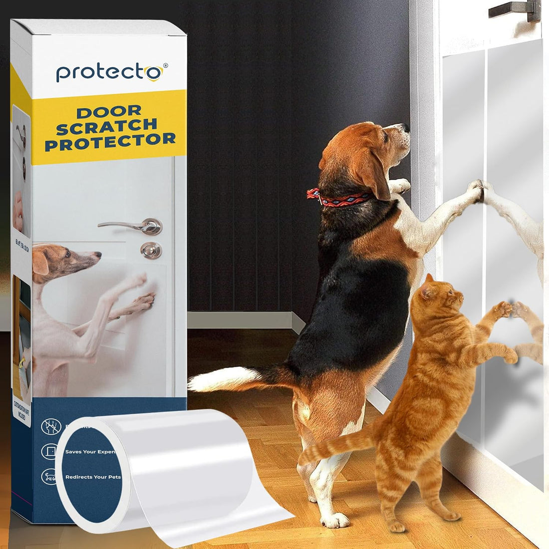 PROTECTO Door Protector from Dog Scratching w/Utility Knife
