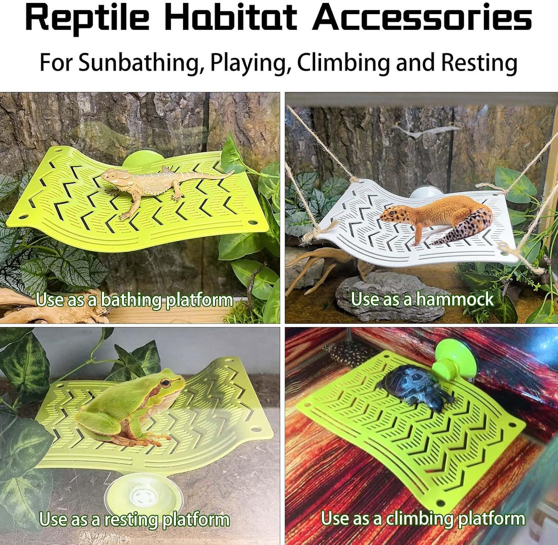 2PCS Reptile Hammock Basking Platform,Turtle Dock with Suction Cups
