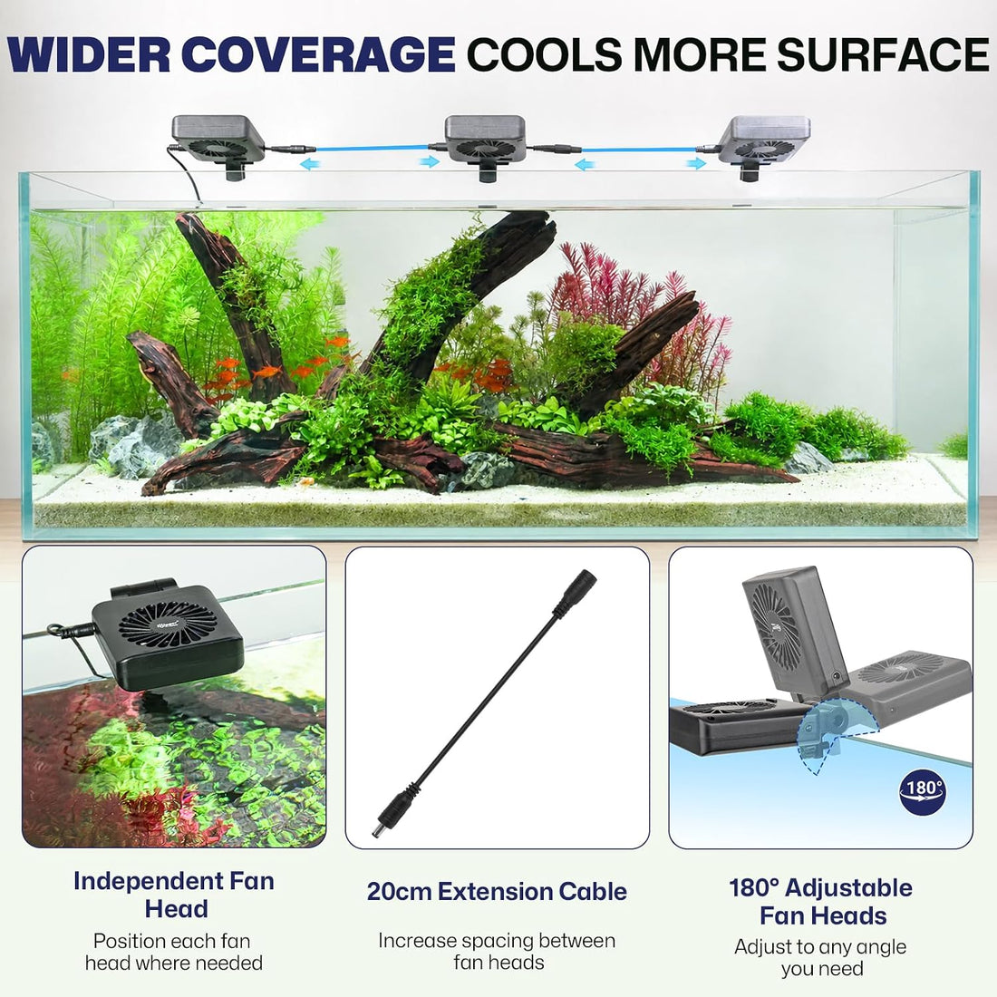 hygger Aquarium Cooling Fan with Smart Temp Control for 30-60 Gal