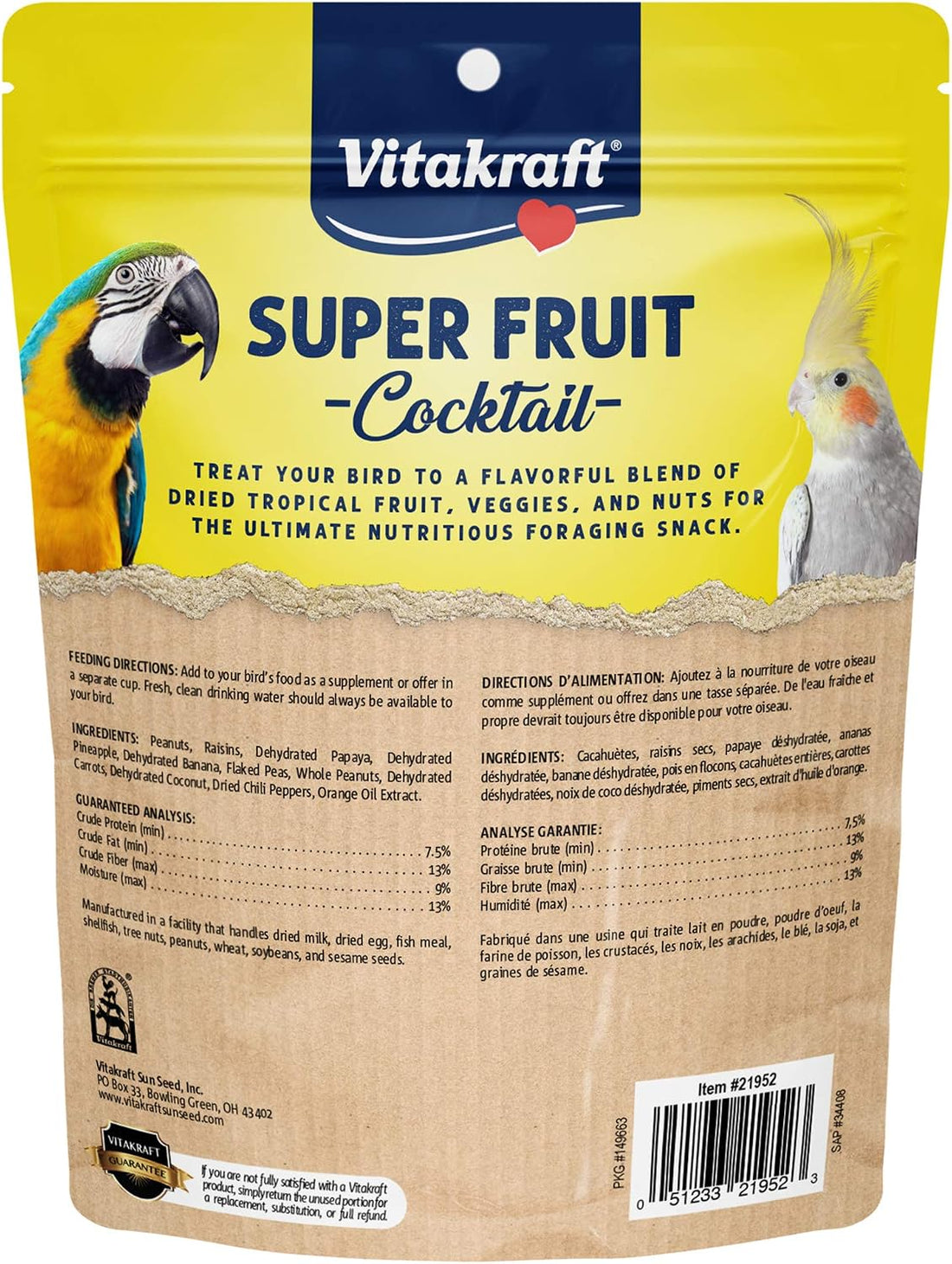 Vitakraft Super Fruit Cocktail Parrot and Cockatiel Treat 20 oz.