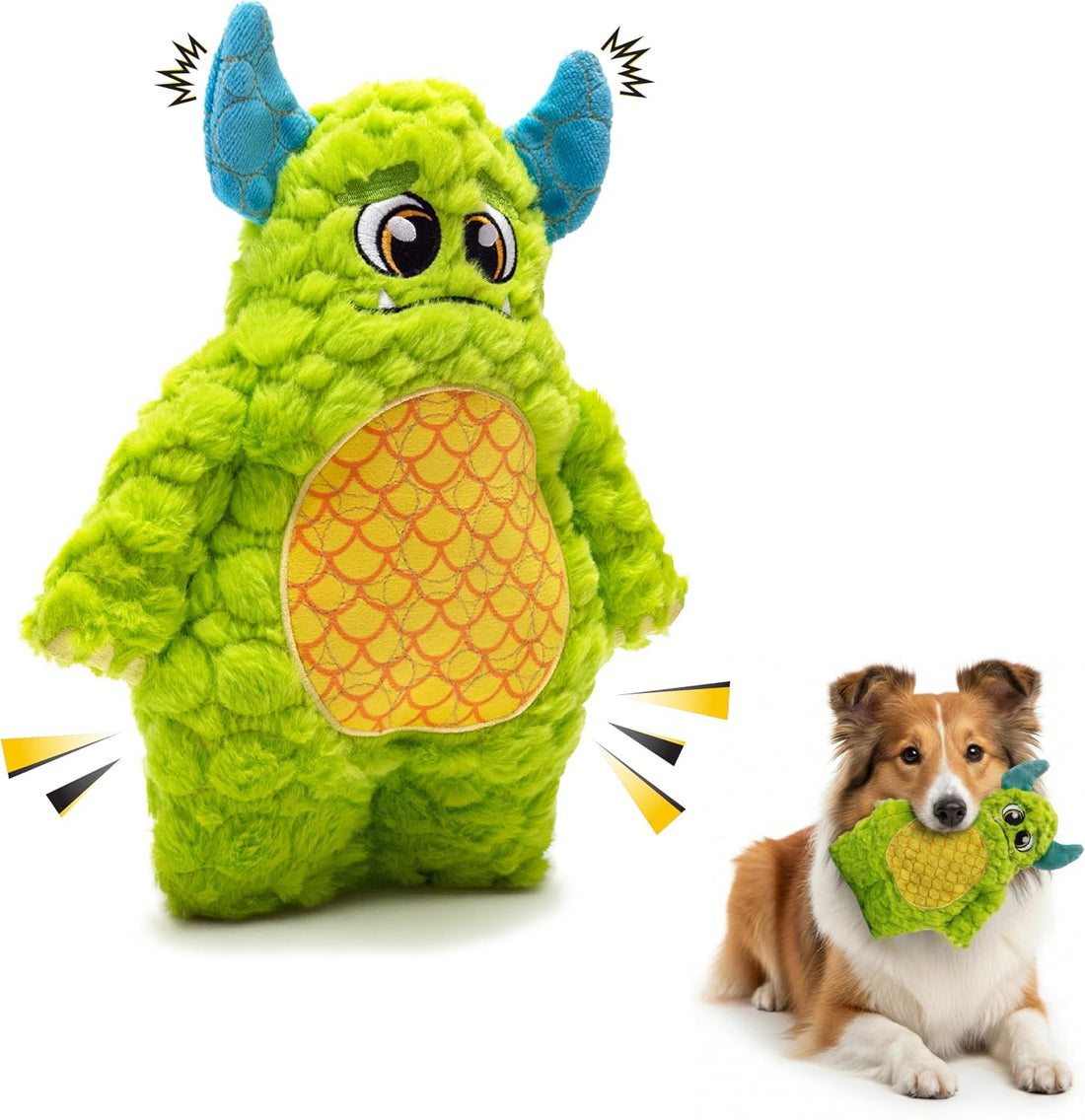 Bite Force Dog Toy - Large Durable & Strong Plush Green Monster Dog