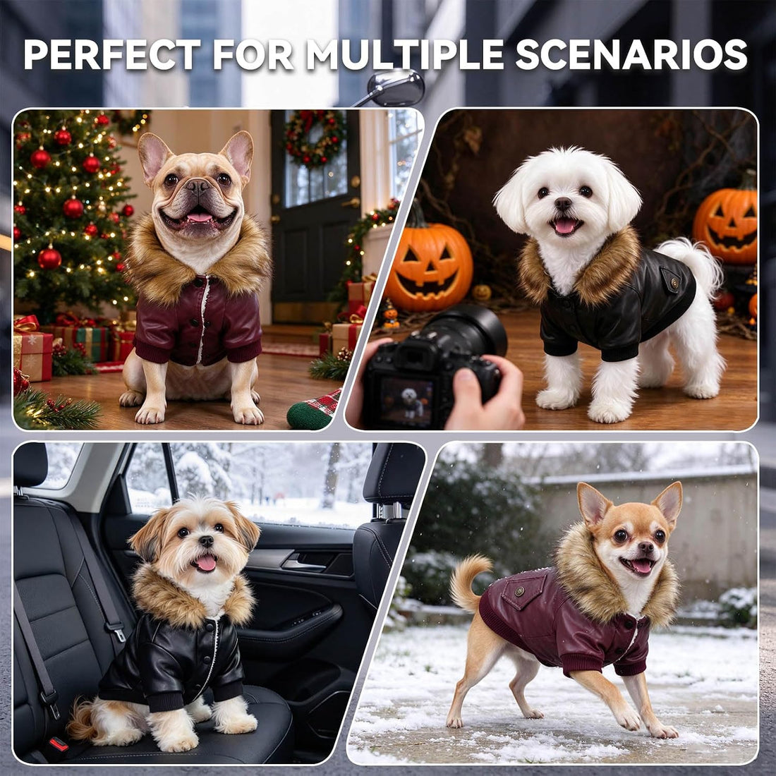 LESYPET Dog Leather Jacket for Small Dogs