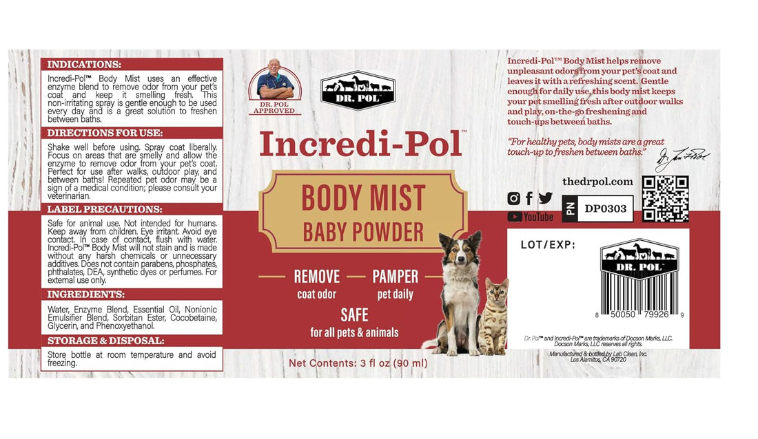 Dr. Pol Pet Deodorizer Body Mist, Odor Eliminator for Dogs & Cats, 3oz