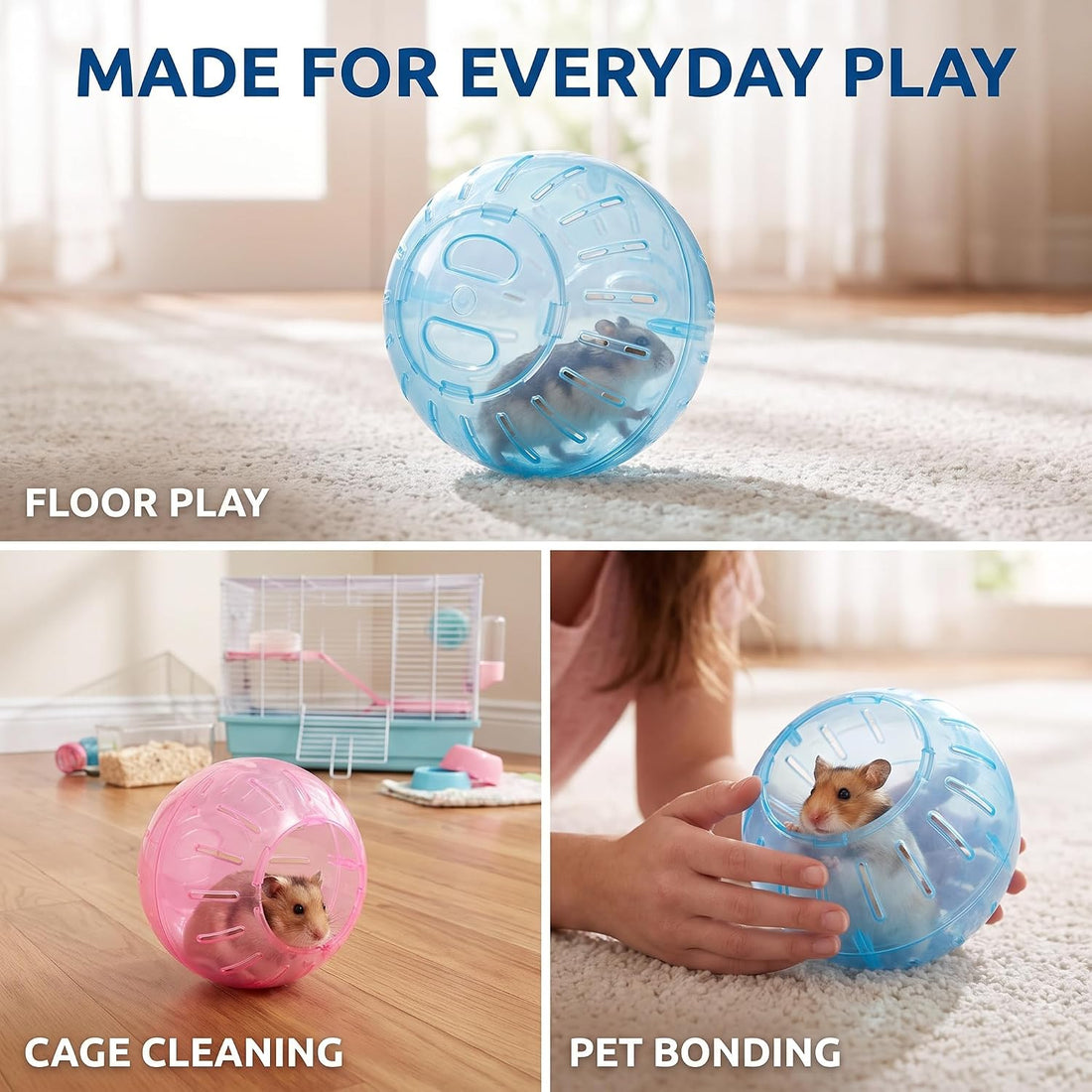 2Pcs Blue and Pink Hamster Balls Transparent Dwarf Hamster Exercise