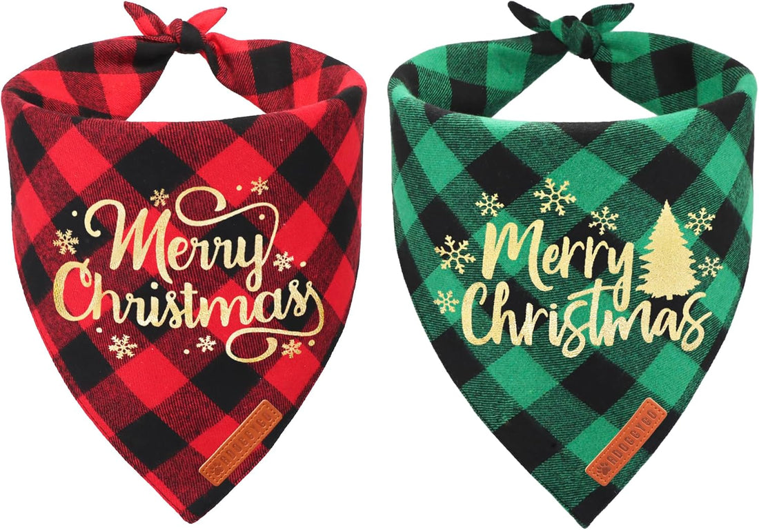 ADOGGYGO Halloween Dog Bandanas, Glow in Dark Plaid Dog Scarf