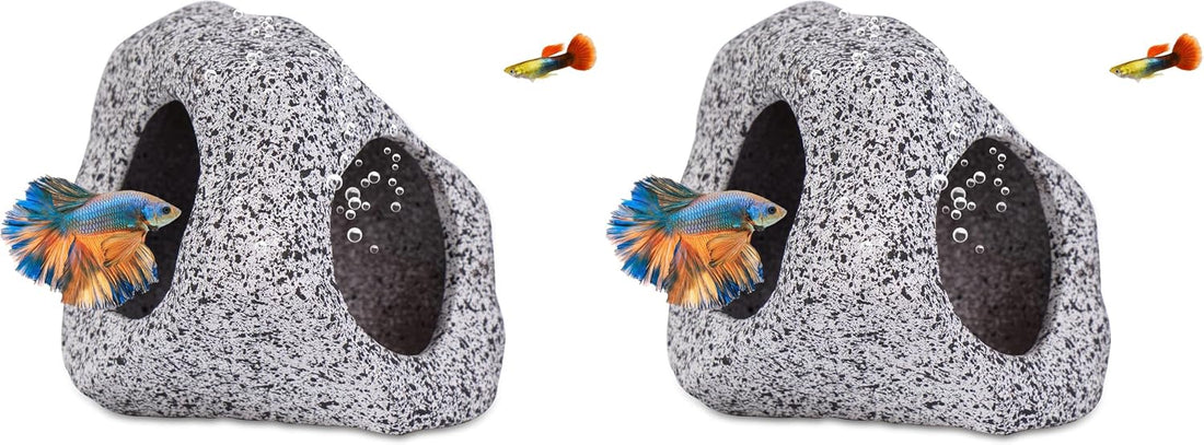 Ameliade Betta Fish Tank Rock Cave Decor Aquarium Accessories, Medium