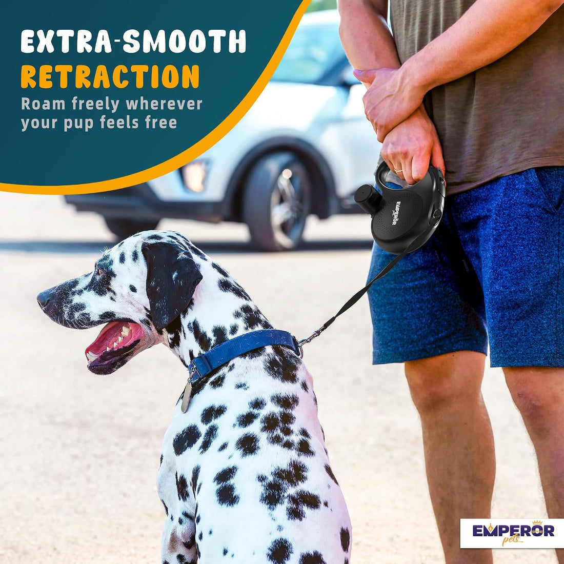 EMPEROR PETS 26.1 ft Retractable Dog Leash, for Dogs 10-110lbs, Aura