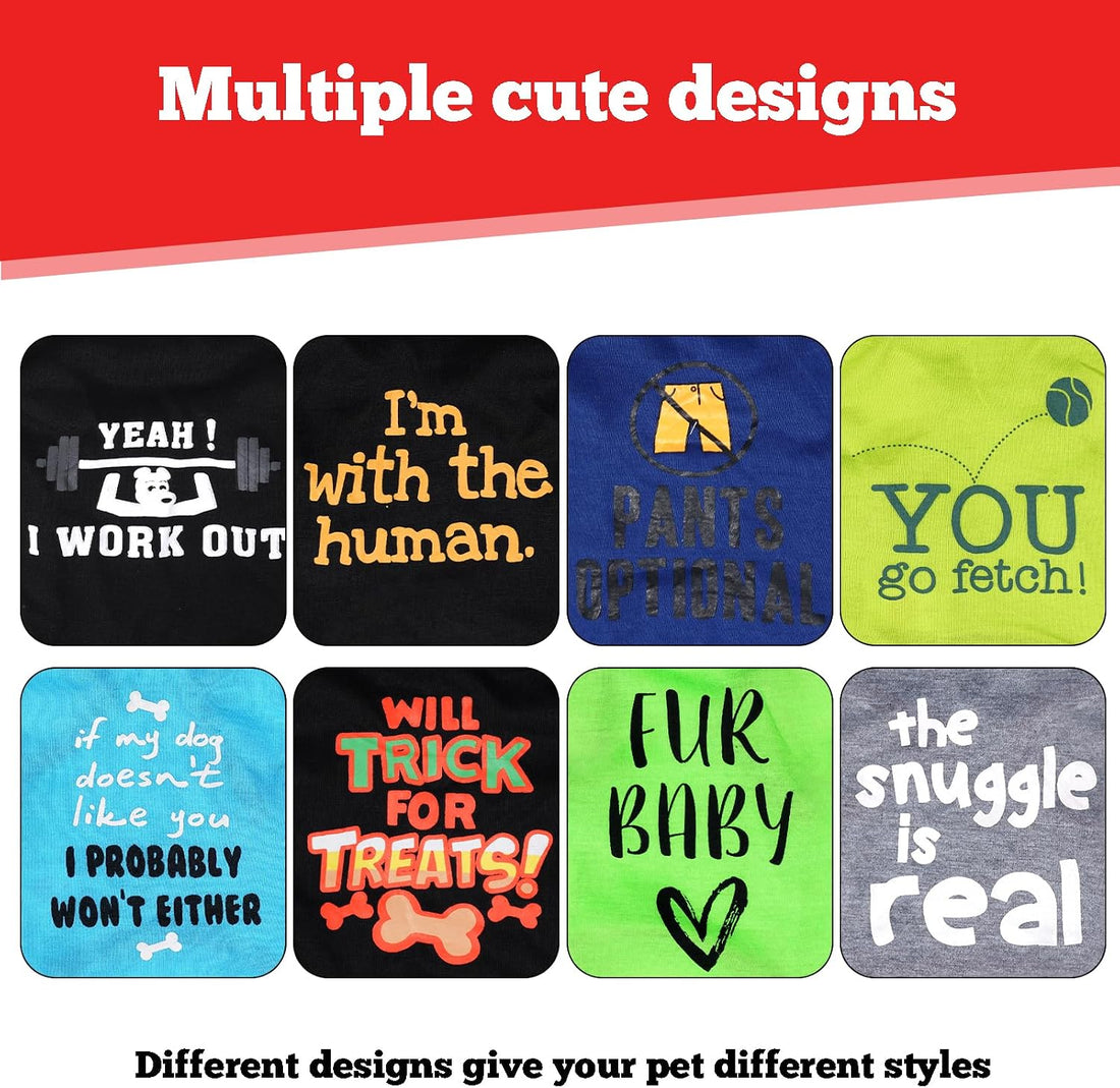 hoyuwak 8 Pieces Pet Shirts Funny Dog Printed Clothes Dog Sleeveless