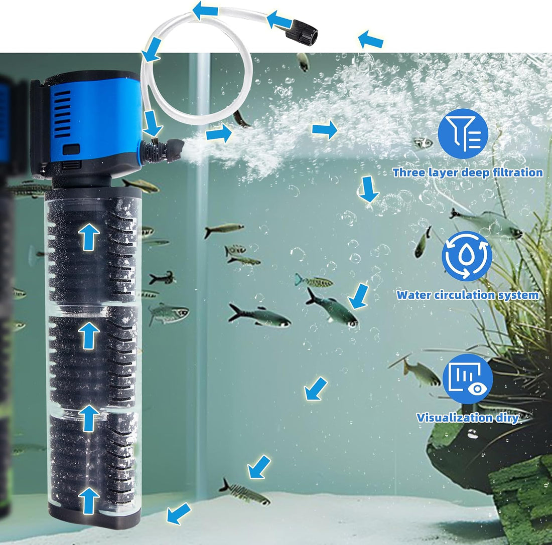 COOSPIDER Aquarium Filter 260GPH Fish Tank Filter for 30-75 Gallon