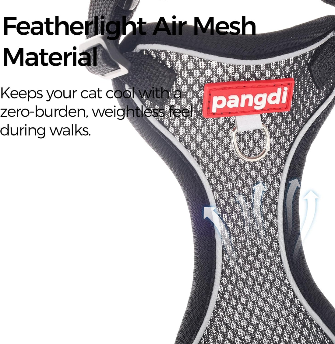 Cat Harness and Leash Set, Lightweight Air-Mesh Cat Vest, Black, XL