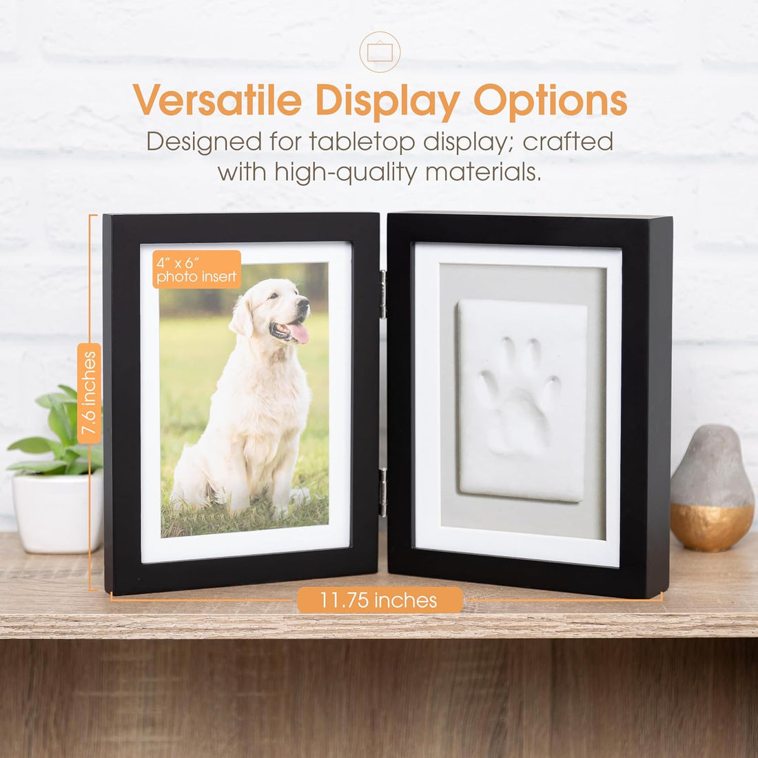 Pearhead Pet Paw Print Photo Frame With Clay Imprint Kit