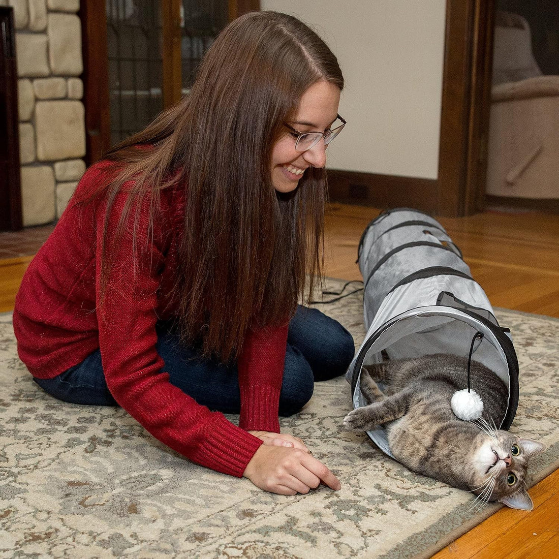 PetLike Cat Tunnel for Indoor Cats Collapsible Pop-up Pet Tube Peek