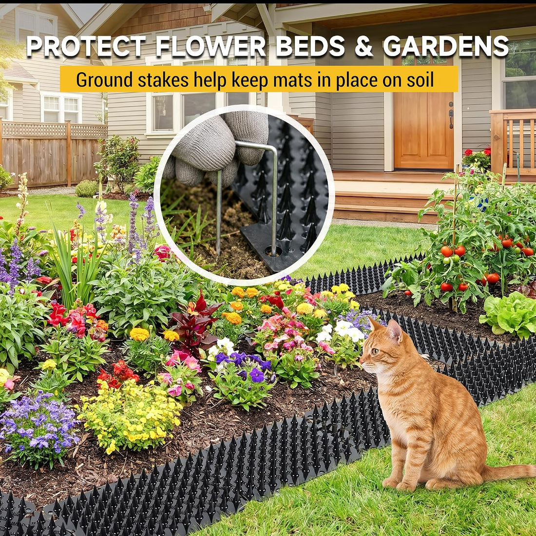 PatiencET Outdoor Cat Deterrent Mats 16 Pack 16 x 13 in with Metal