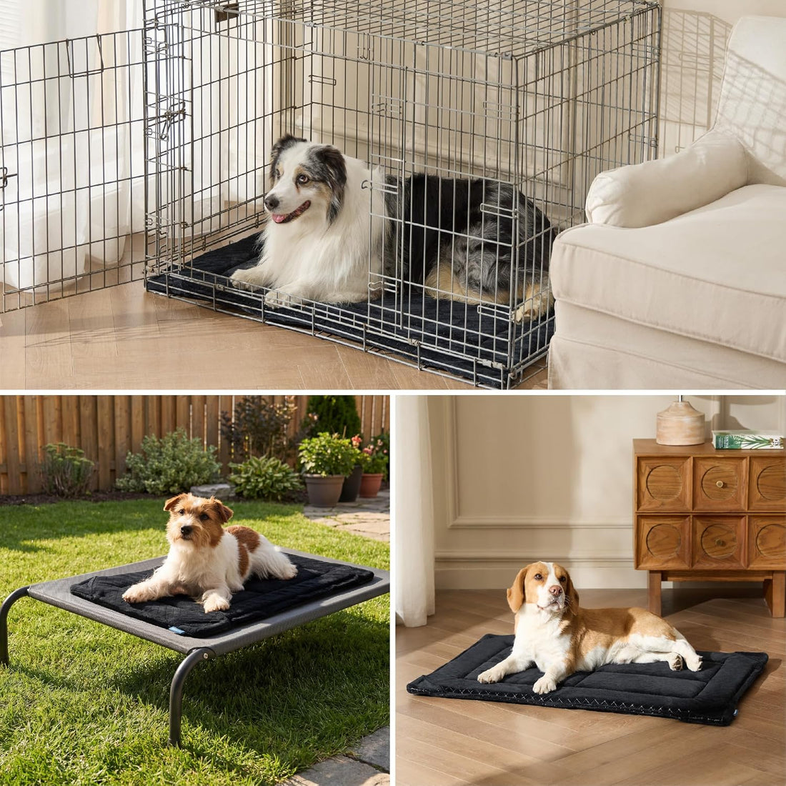 Bedsure Chew Proof Dog Bed for Large Dogs, 35x22 Inch, Black