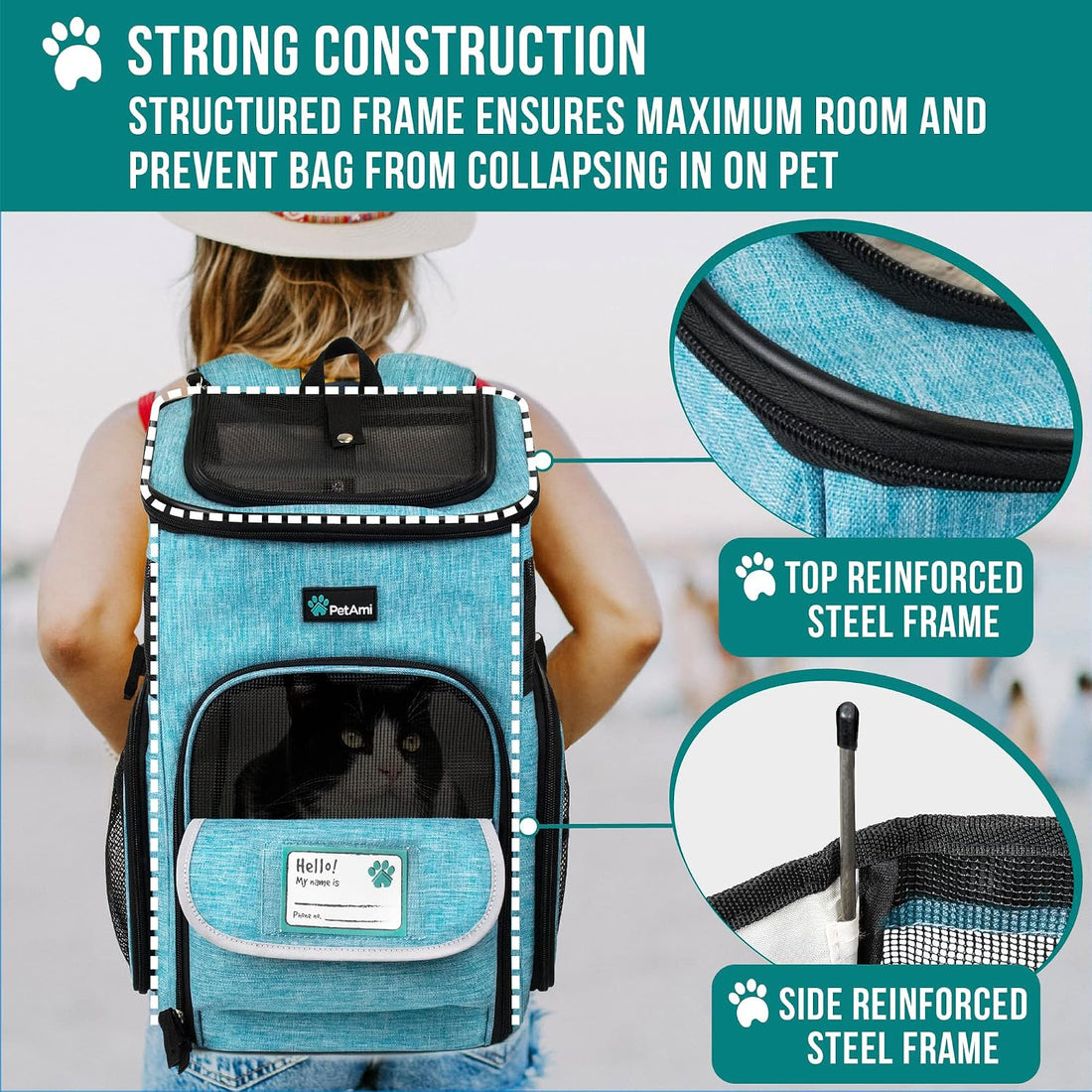 PetAmi Dog Backpack Carrier, Airline Approved 4-Way Entry Cat Bag