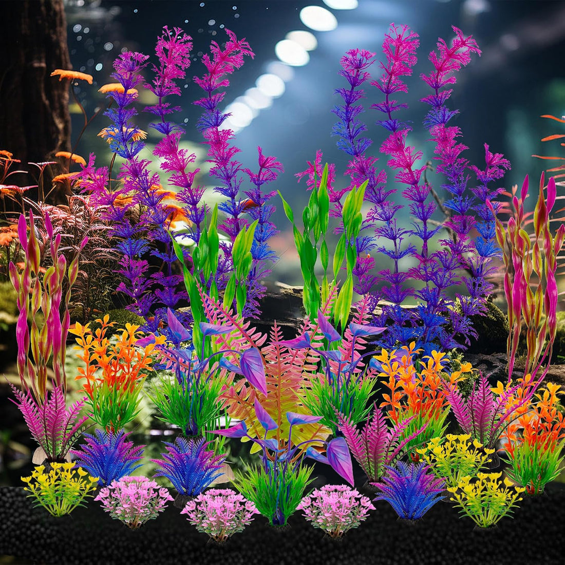 Ameliade Artificial Aquarium Plastic Plants Fish Tank Decorations