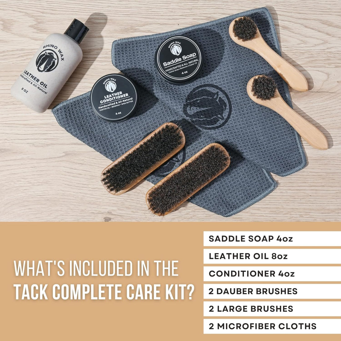 Rhino Wax - Complete Saddle Soap and Horse Tack Kit -Includes