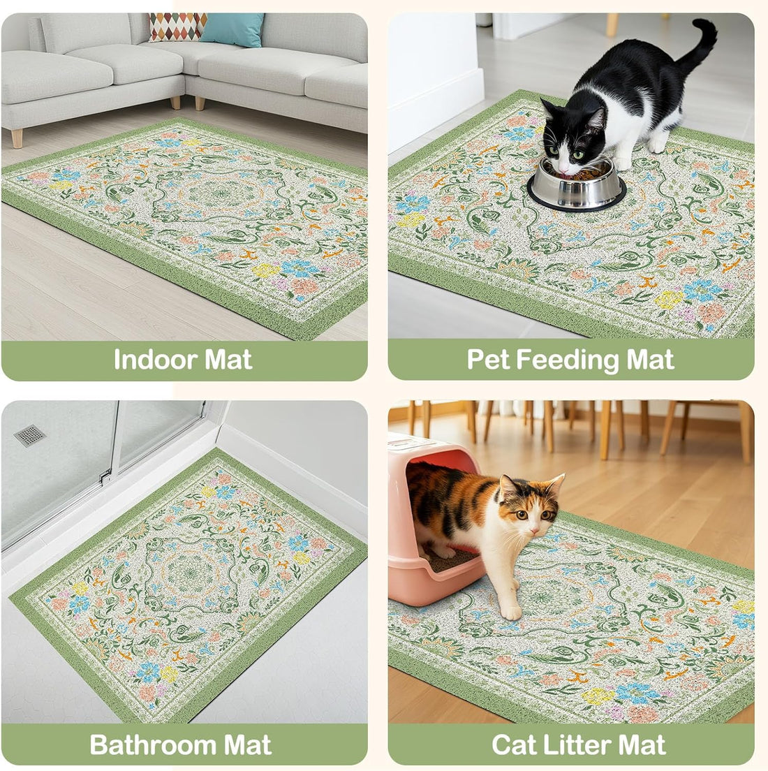 Glittme Cat Litter Mat with Non-Slip Bottom Litter Box Mat 33"X22"