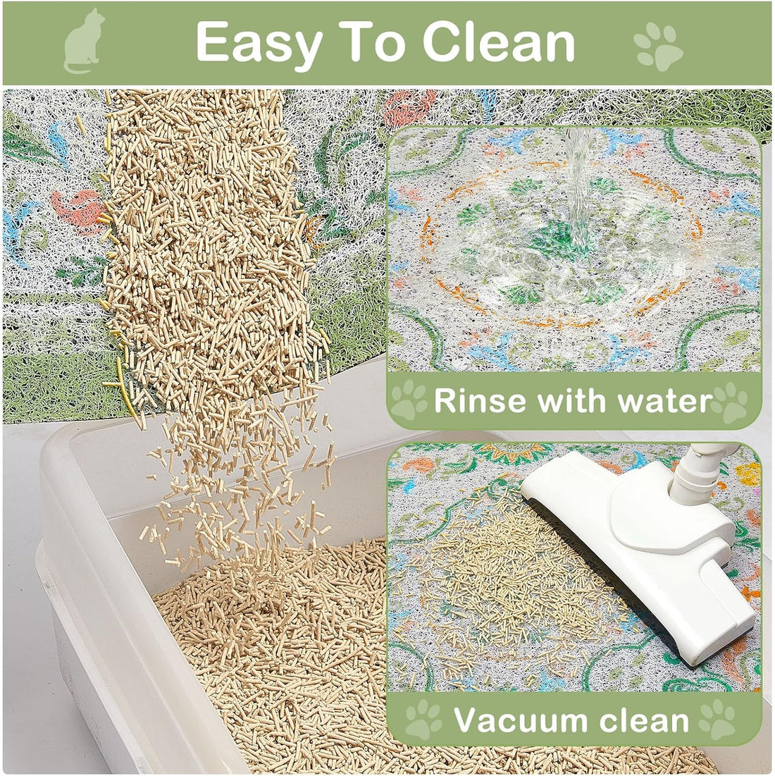 Glittme Cat Litter Mat with Non-Slip Bottom Litter Box Mat 33"X22"