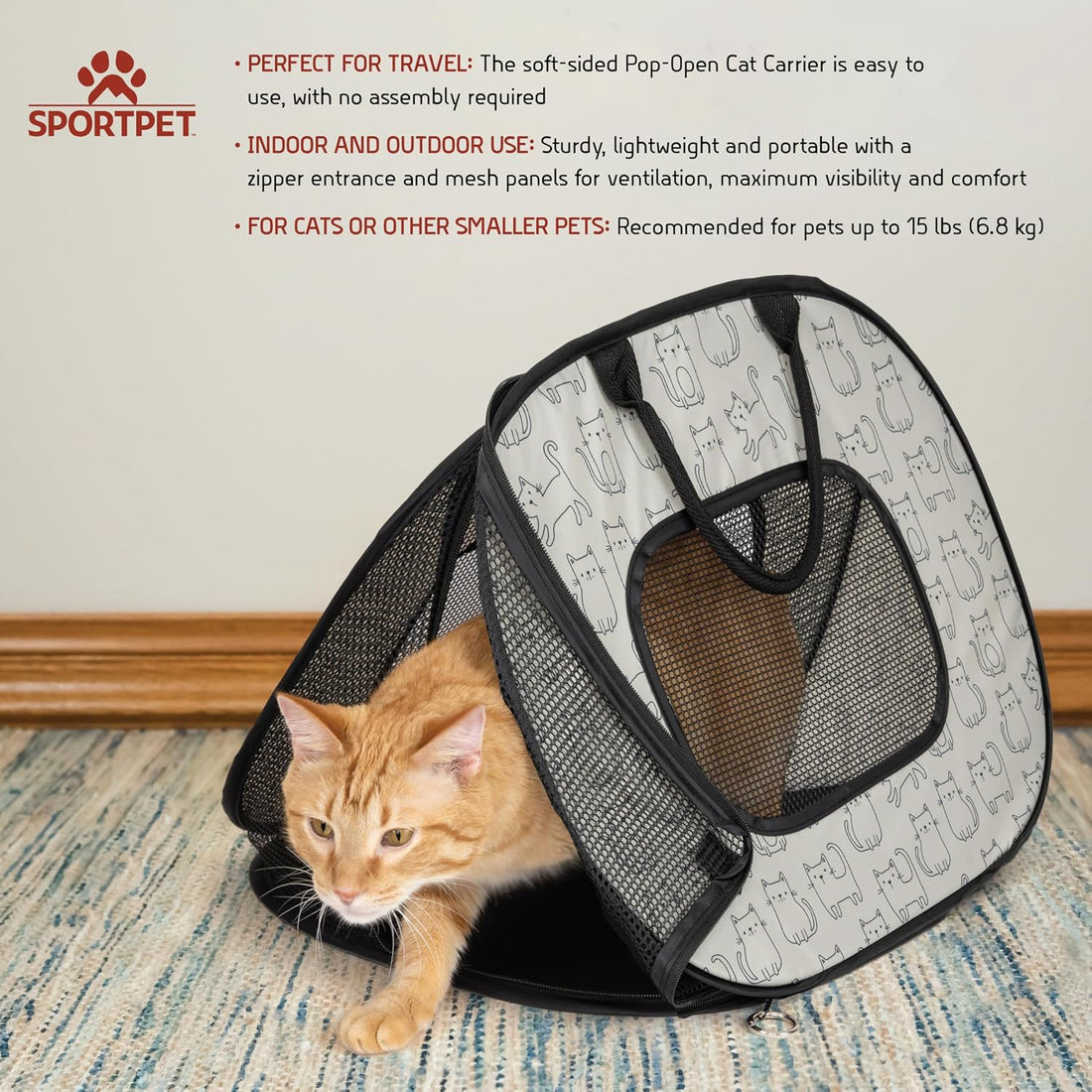 SportPet Designs Soft Sided Cat Carriers, Pattern 20"