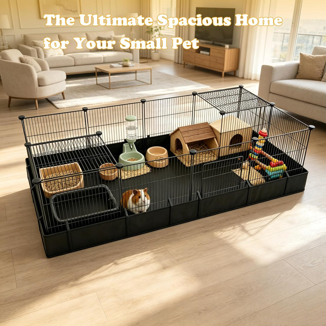 Xymoso DIY Guinea Pig Cages with Waterproof Canvas Bottom,16 Panels