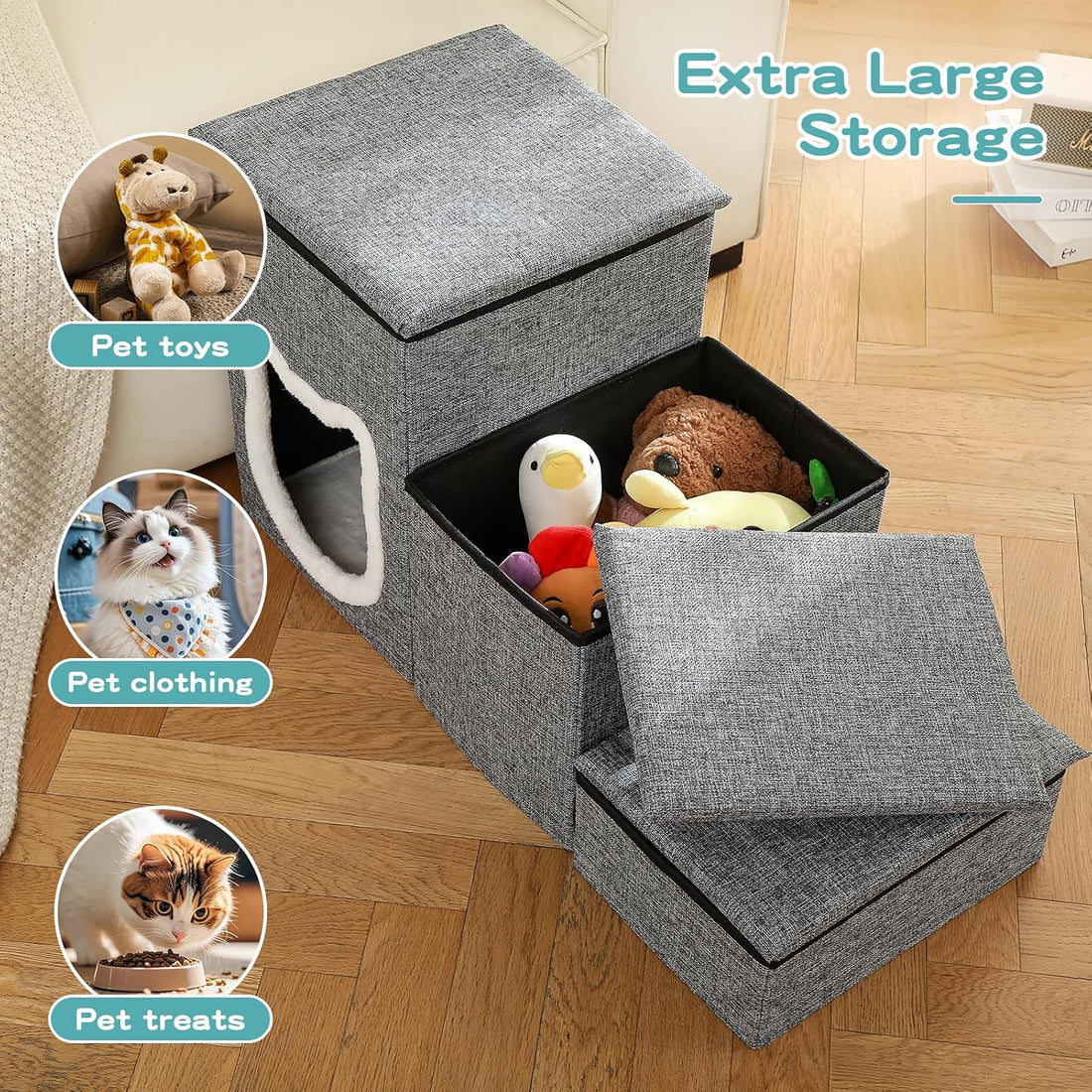 Dog Stairs for Small Dogs, 3-Step Non-Slip Pet Stairs for Cats