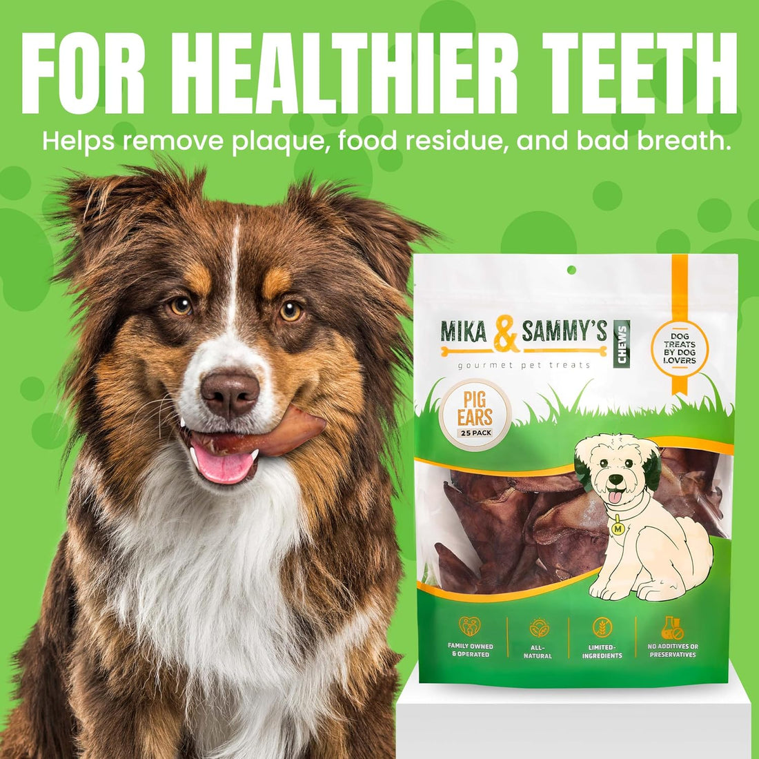Dog Treats - Pig Ears, Natural Chews for Pups (25 Pack, Pig Ears)