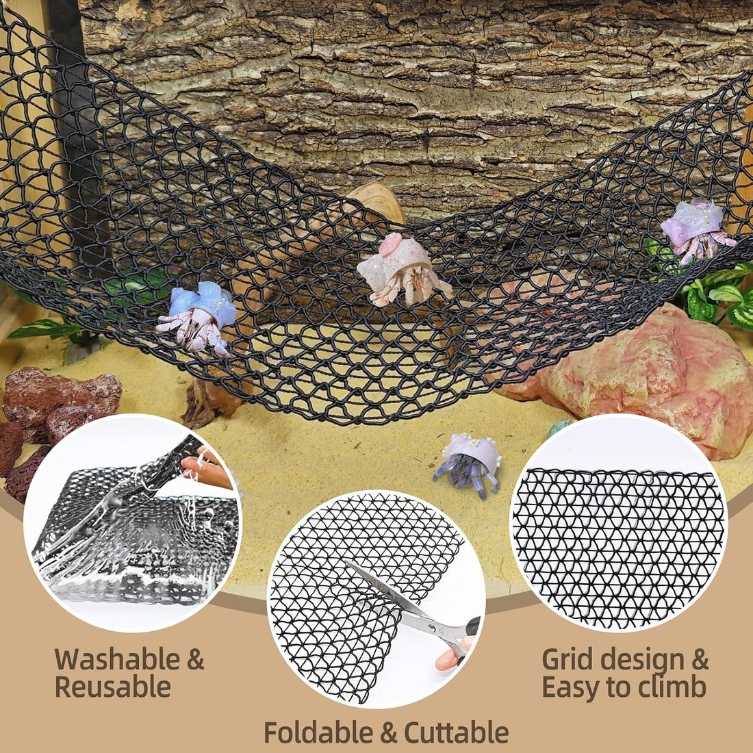 8PCS Hermit Crab Accessories Climbing Toys Hammock & Coconut Shell