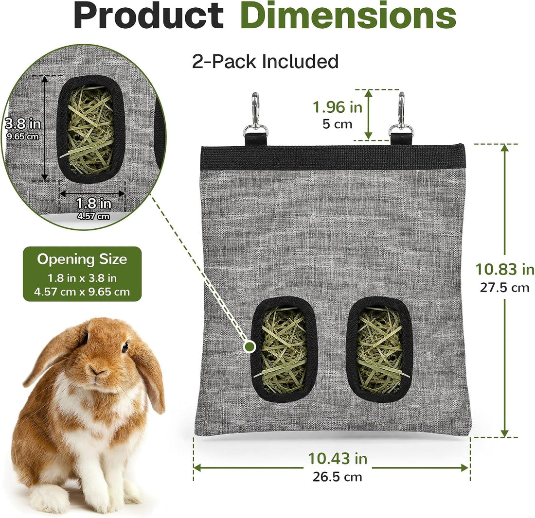 2-Pack Rabbit Hay Feeder Bags for Guinea Pigs, Bunnies & Chinchillas