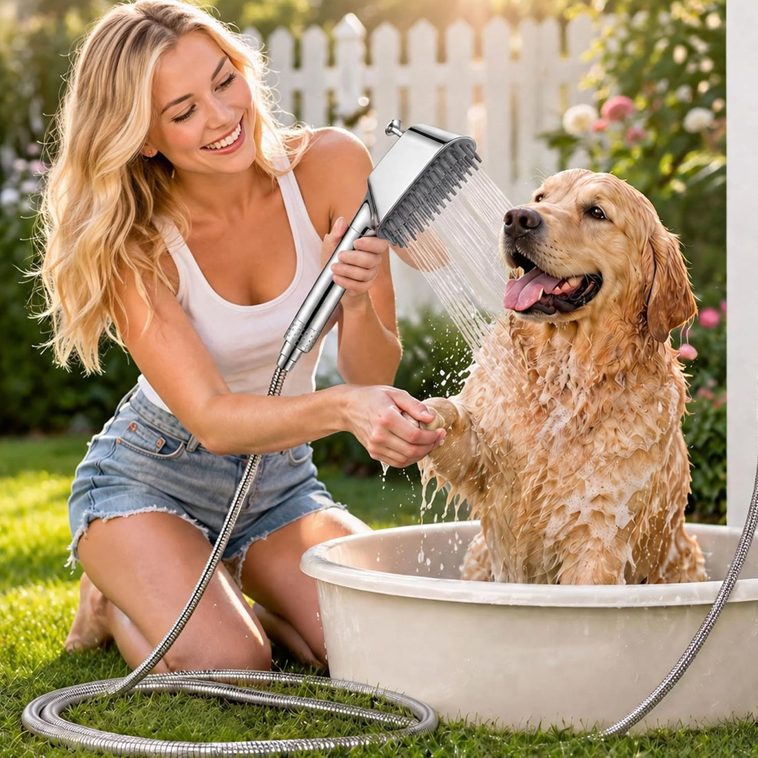 3 Mode Dog Shower Attachment with Pause Mode