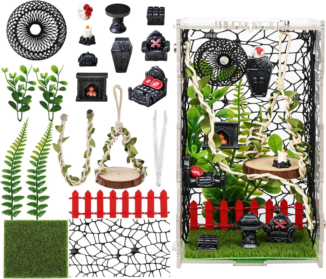 Jumping Spider Enclosure Kit 22pcs Terrarium with Decor