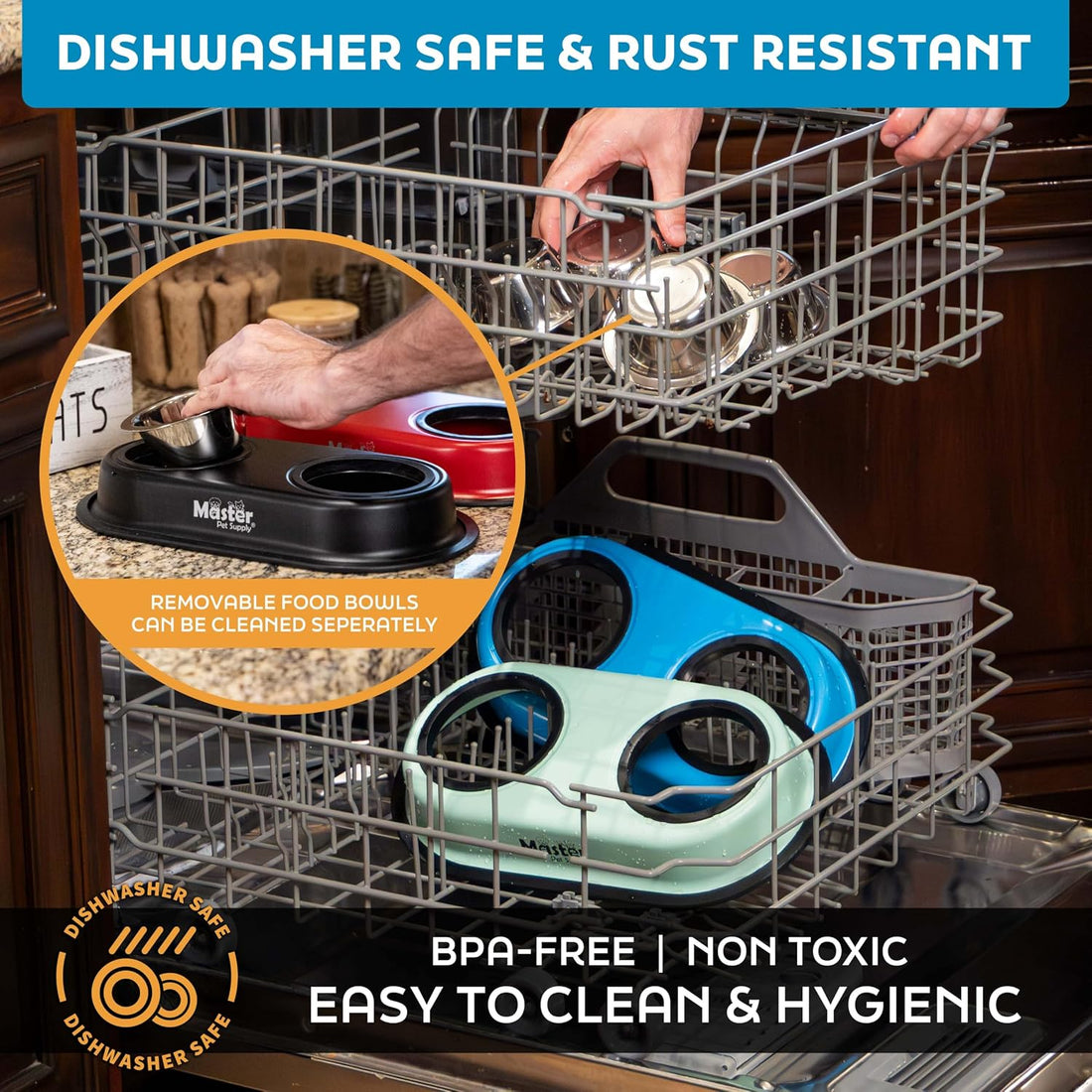 Master Pet Supply Double Dog Bowls Set with Elevated Base