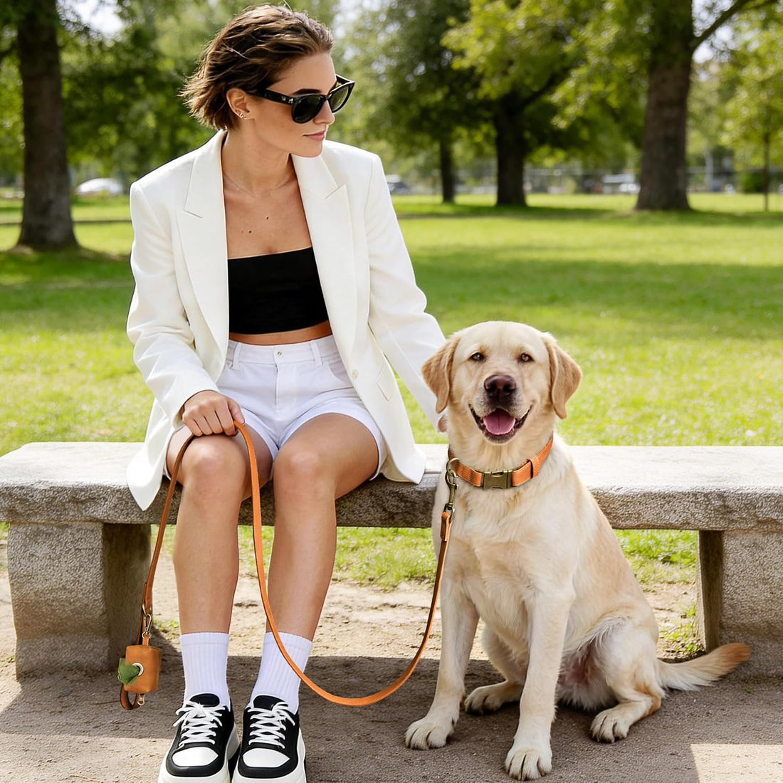 Didog Soft PU Leather Dog Collar for Large Dogs