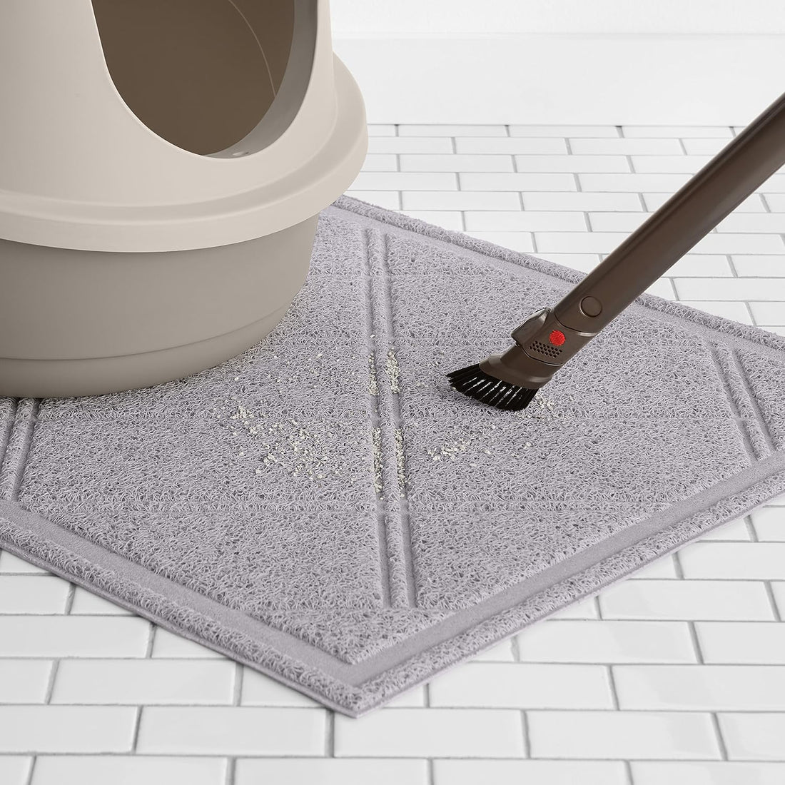 Less-Mess Litter Trapping Cat Litter Box Mat, Soft on Kitty Paws