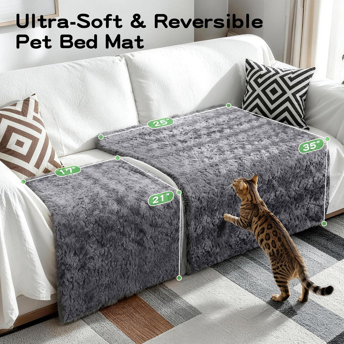 Cat Blanket for Indoor Cats, Soft Faux Fur & Sherpa