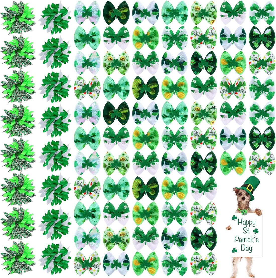 Weewooday 70 Pcs Dogs Hair Dog Bows Bowtie with Rubber Band