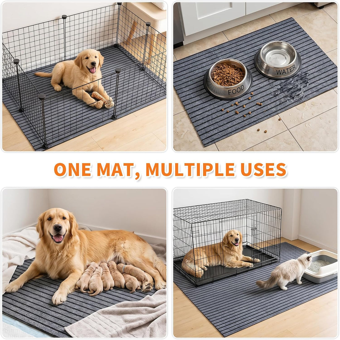 47"x60"Dog Crate Mat Waterproof Dog Crate Floor Protector Dog Cage Mat