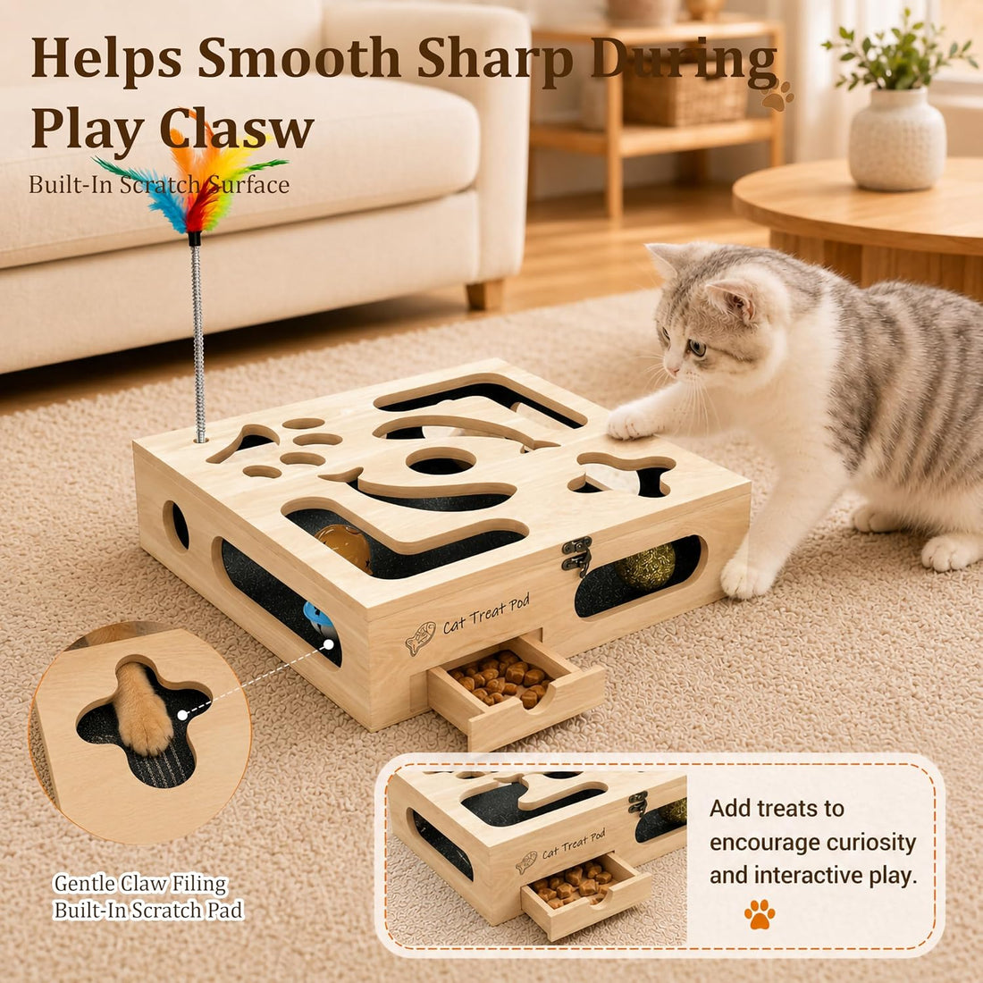 Cat Nail Scratch Puzzle Enrichment Box