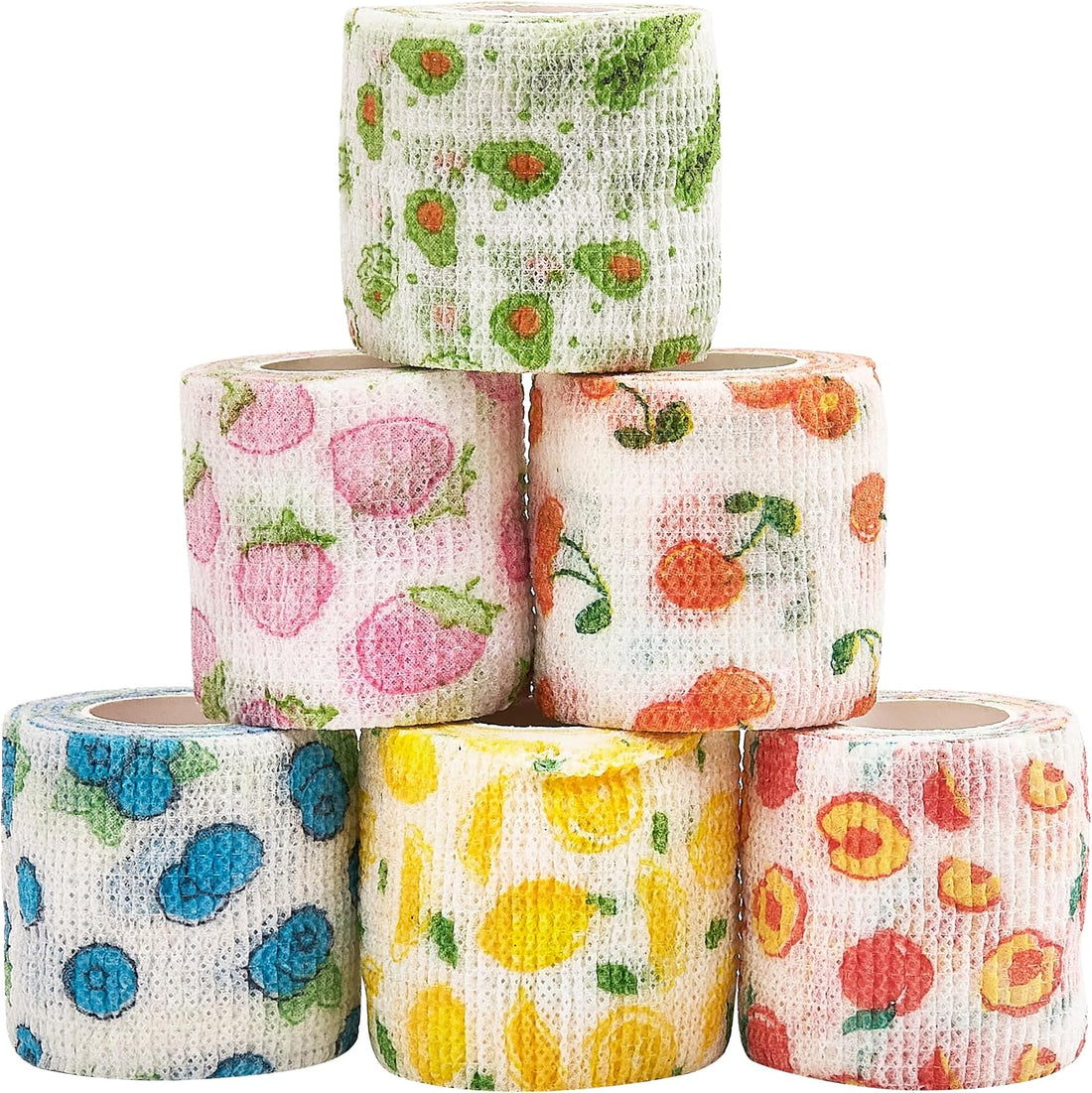 6 Rolls Self-Adhesive Bandage Wrap Grip Tape Wrap Cover Tattoo
