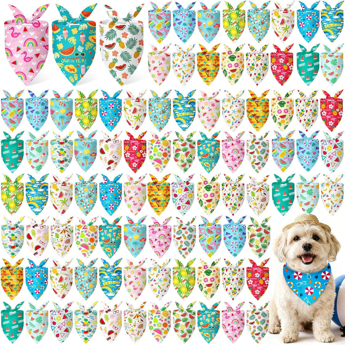 Preboun 100 Pcs Halloween Dog Bandanas Bulk
