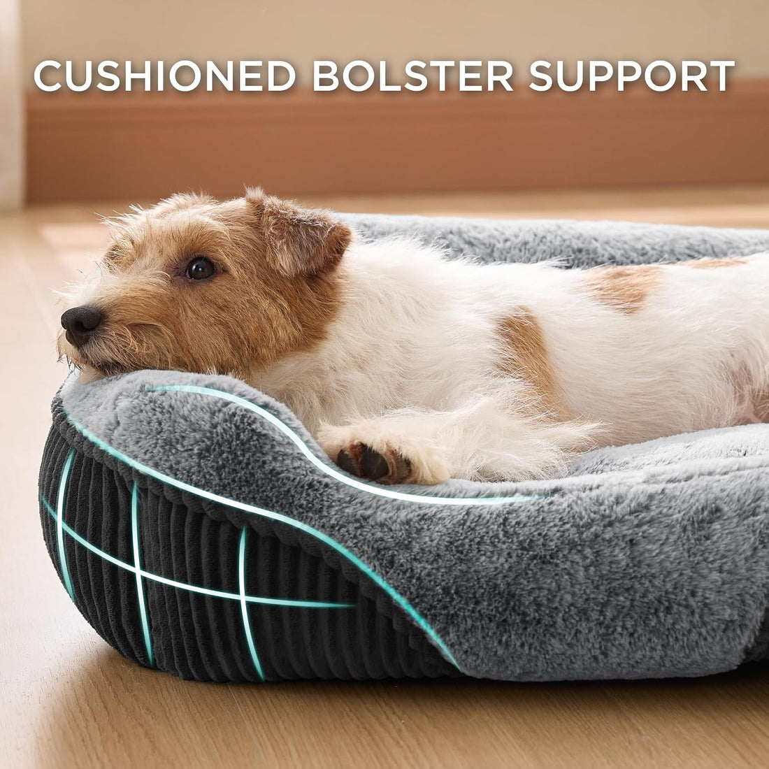 Bedsure Washable Dog Bed Small Medium Size Dog Rectangle Pet